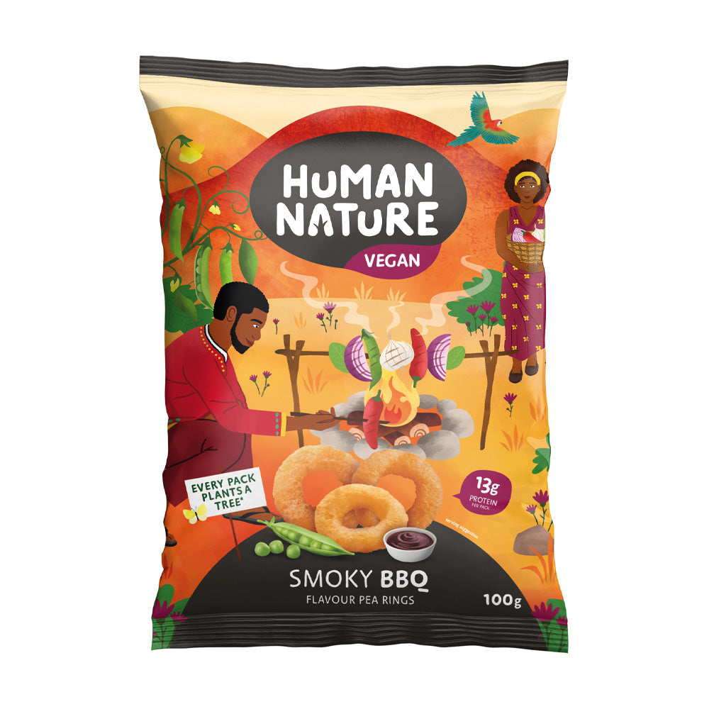 Human Nature_Smoky BBQ Pea Rings 100g-pack of 10