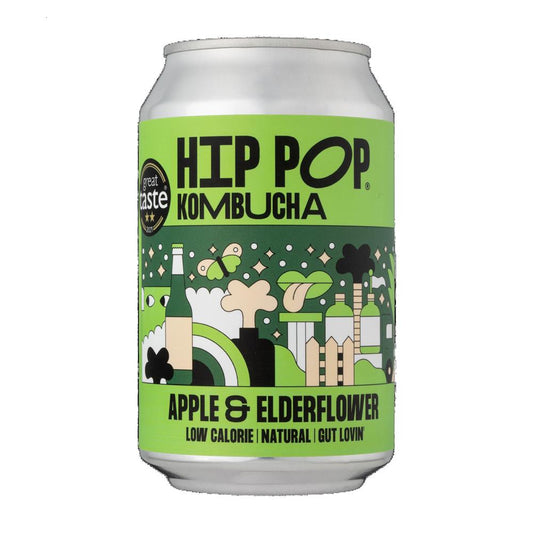 Hip Pop_Kombucha Apple & Elderflower 330 ml (case of 12 cans)-pack of 4