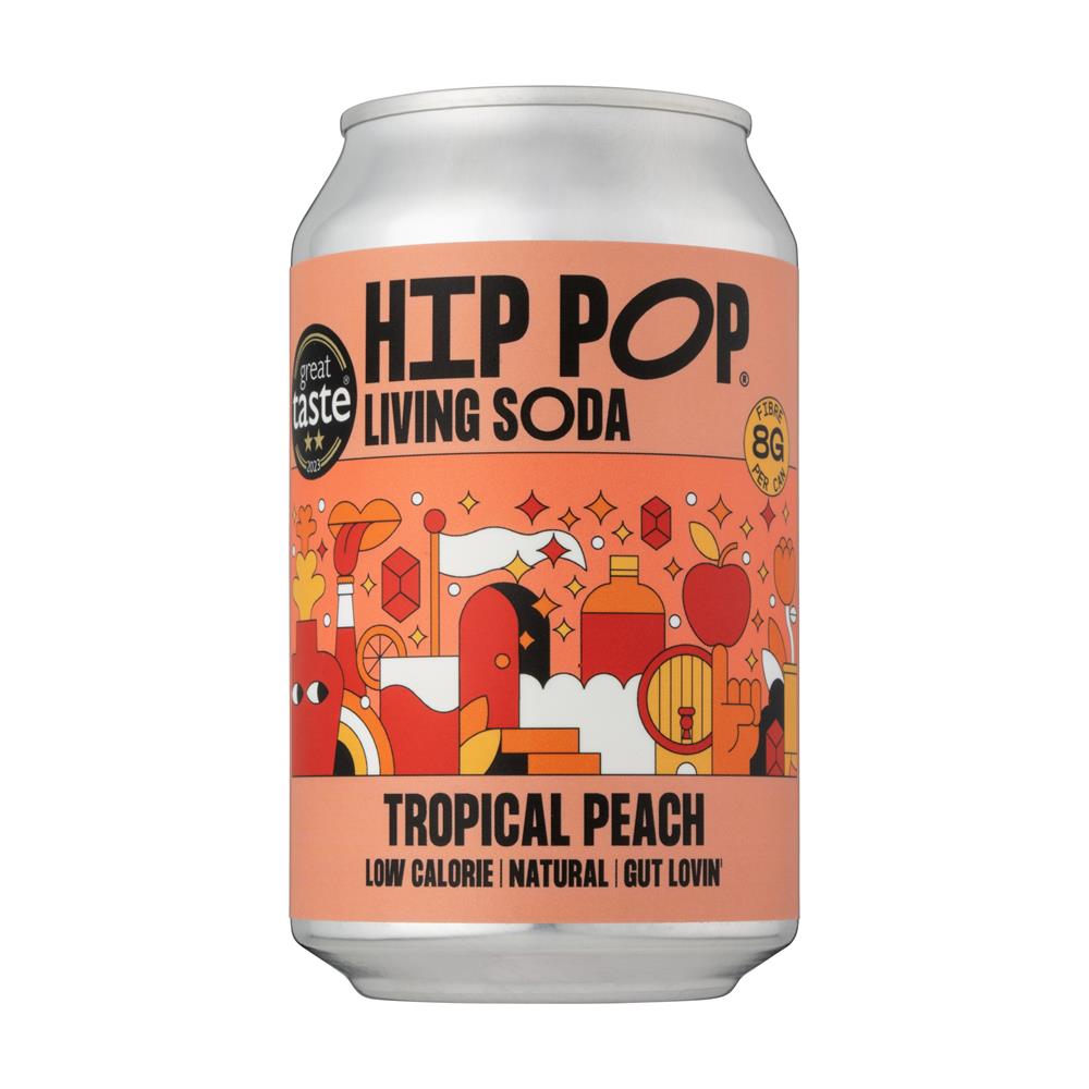 Hip Pop_Living Soda Tropical Peach 330 ml-pack of 4