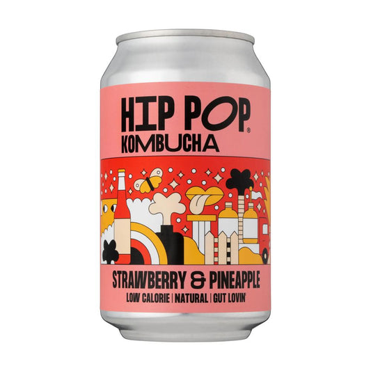 Hip Pop_Kombucha Strawberry & Pineapple 330 ml (case of 12 cans)-pack of 4