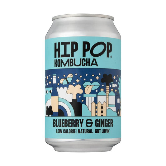 Hip Pop_Kombucha Blueberry & Ginger 330 ml (case of 12 cans)-pack of 4