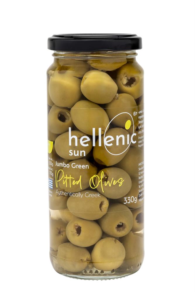 Hellenic Sun_Pitted Jumbo Green Olives 330g-pack of 2