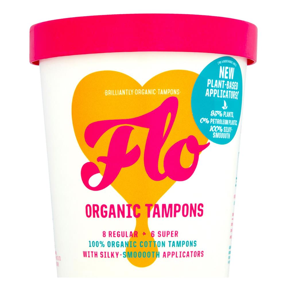Here We Flo_Combo pack of 14 organic tampons 8 Regular + 6 super strength