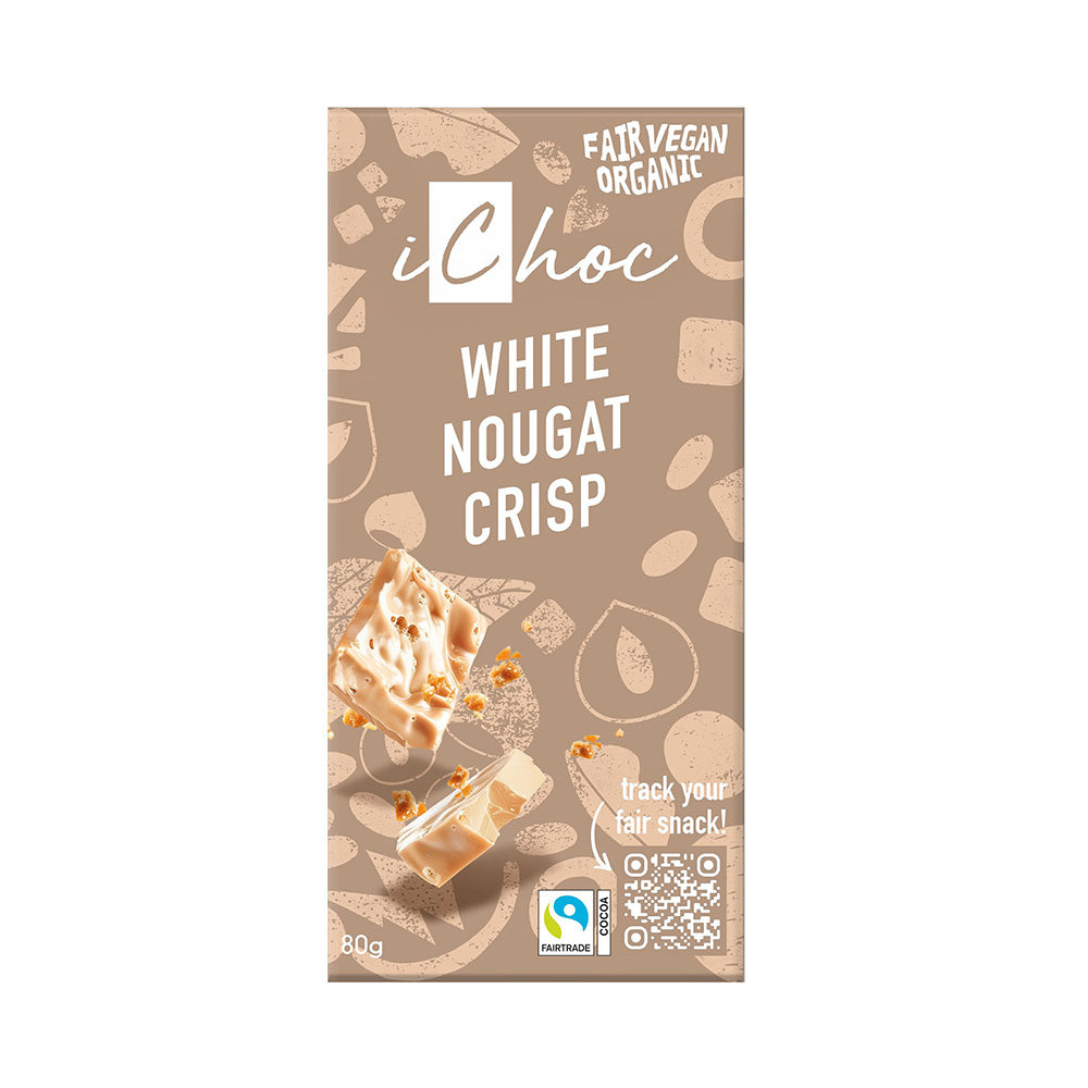 iChoc_White Nougat Crisp Chocolate Vegan Organic 80g