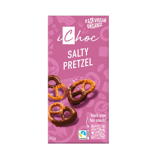 iChoc_Salty Pretzel Chocolate Organic Vegan 80g