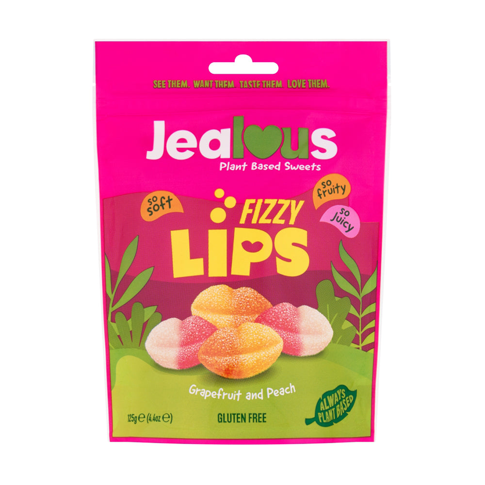 Jealous Sweets_Fizzy Lips - Grapefruit and Peach Plant Based Sweets 125g-pack of 10