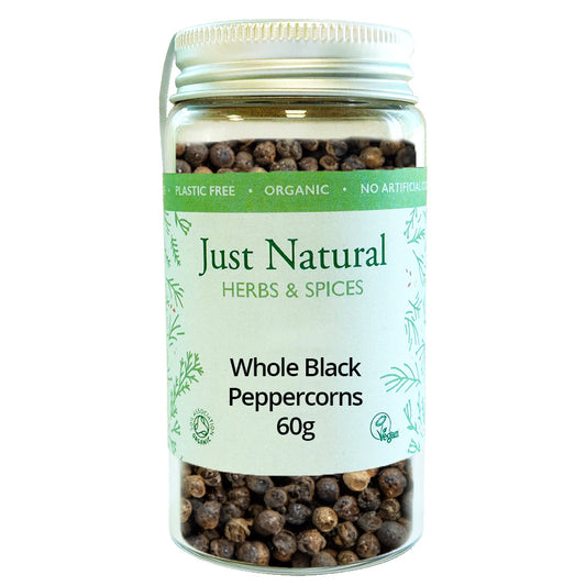 Just Natural Herbs_Organic Black Peppercorns (Glass Jar) 50g