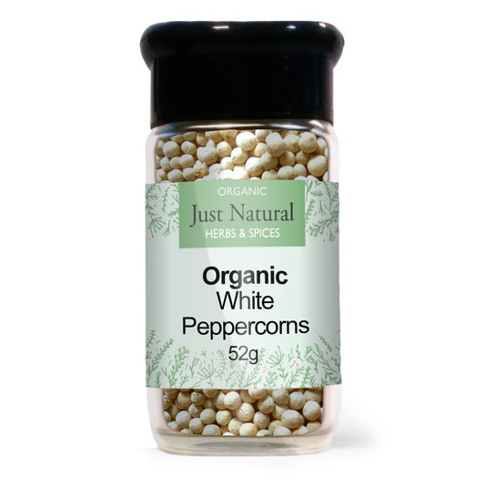 Just Natural Herbs_Organic White Peppercorns (Glass Jar) 52g