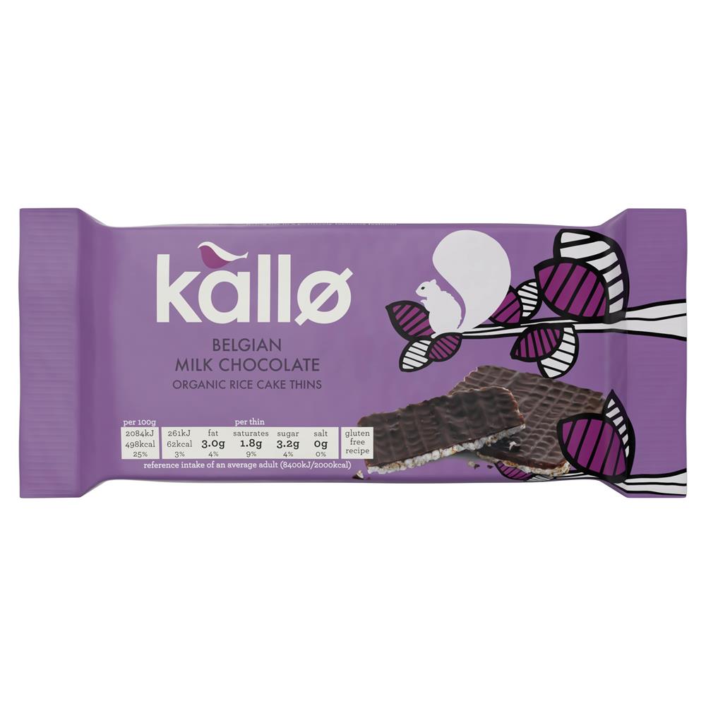 Kallo_Organic Belgian Milk Chocolate Rice Cake Thins 75g