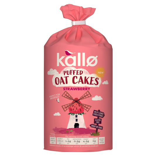 Kallo Strawberry Puffed Oat Cakes 122g
