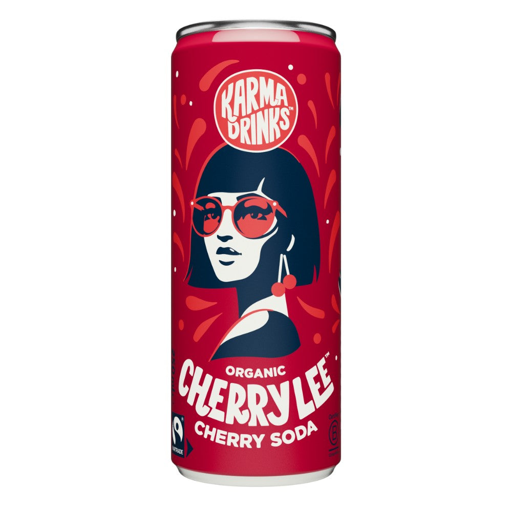 Karma Cola_Cherry Lee Soda 250ml Can Organic Fairtrade-Pack of 12