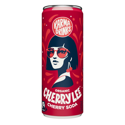 Karma Cola_Cherry Lee Soda 250ml Can Organic Fairtrade-Pack of 12