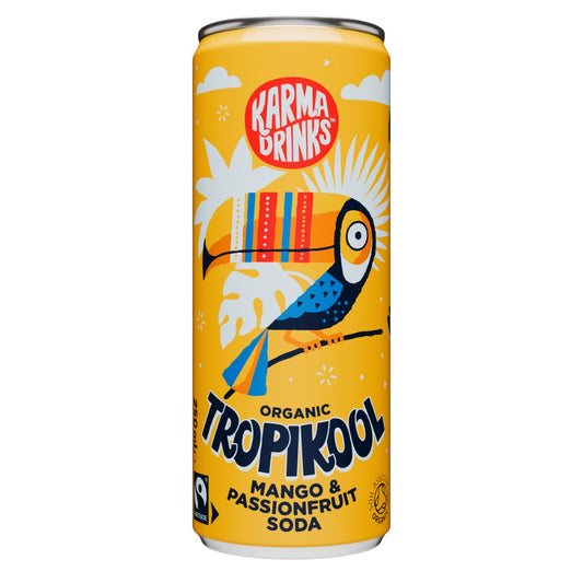 Karma Cola_Tropikool Mango and Passionfruit Soda 250ml Organic Fairtrade-Pack of 12