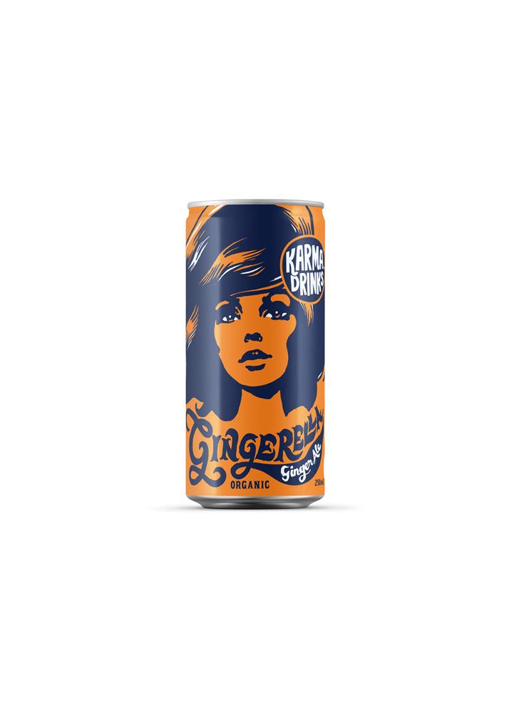 Karma Cola_Gingerella Ginger Ale 250ml Can Organic Fairtrade-pack of 12