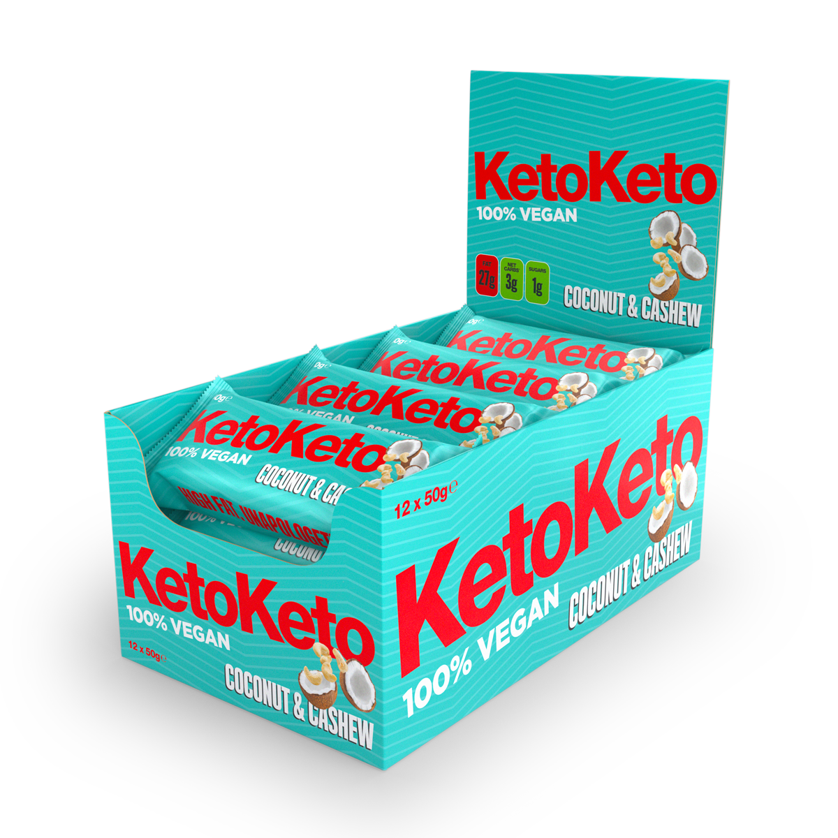 KetoKeto Bar 12x50g Choc Hazelnut