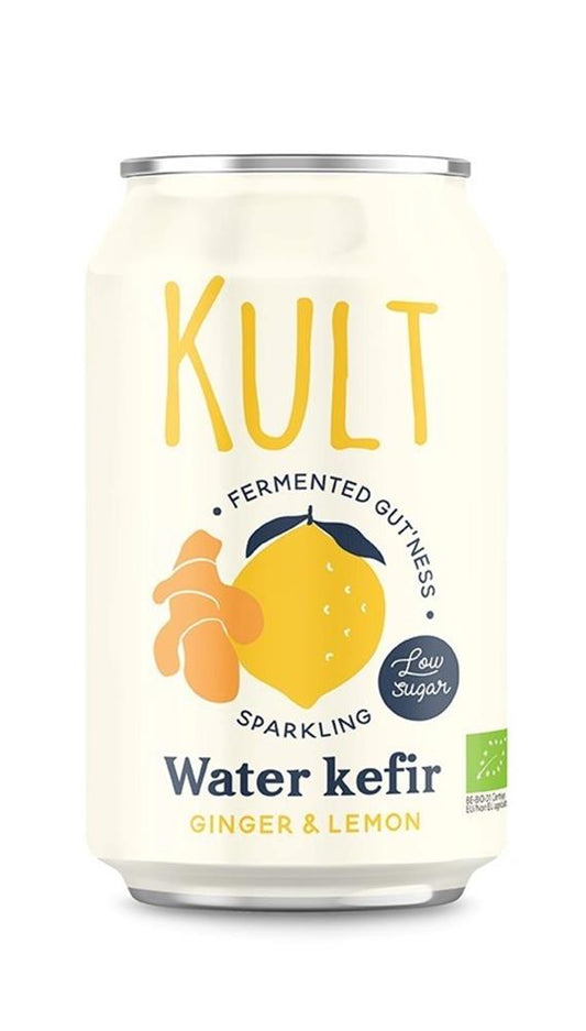 KULT Kefir_KULT Water Kefir Ginger & Lemon Organic 330ml Can-pack of 3