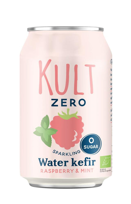 KULT Kefir_KULT Water Kefir Raspberry & Mint Zero Sugar Organic 330ml Can-pack of 3