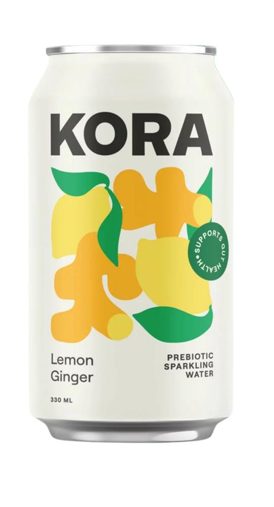 KORA_Sparkling Probiotic & Prebiotic Lemon Ginger Drink 330ml-Pack of 3
