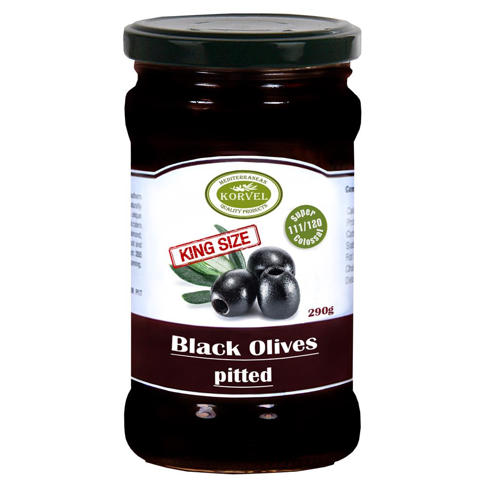 Korvel_Greek Black Oxidized Olives Pitted Super Colossal 290g-pack of 2