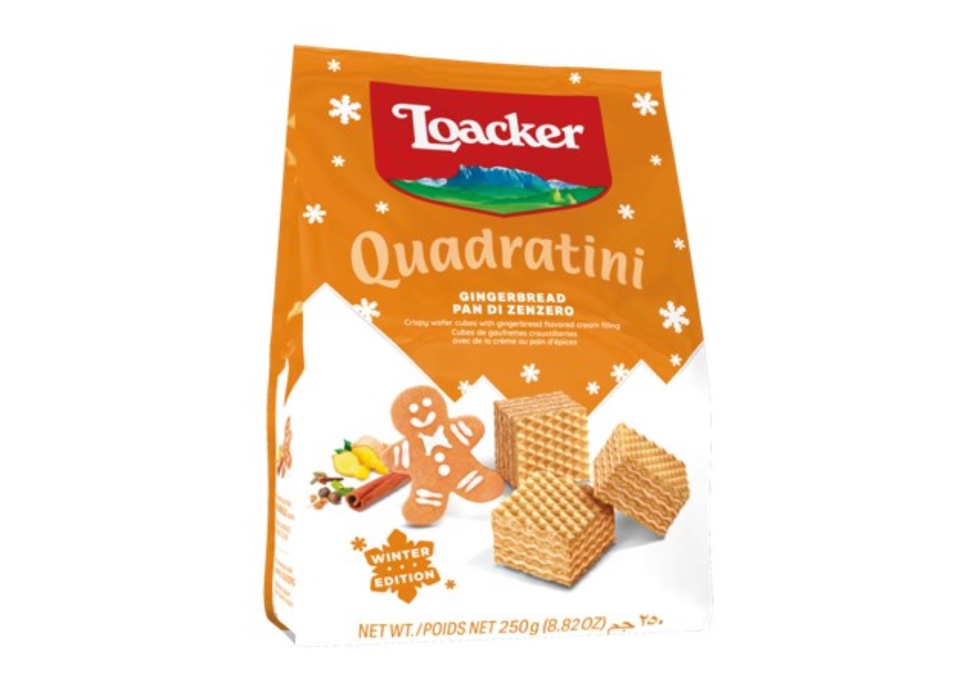 Loacker Quadratini Gingerbread 250g-pack of 6