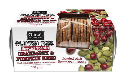Olinas Bakehouse_Gluten Free Cranberry & Pumpkin Seeded Toasts 100g-Pack of 2