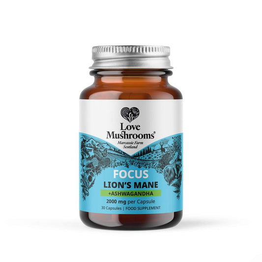 Love Mushrooms_FOCUS - Lions Mane + Ashwagandha 30 Capsules