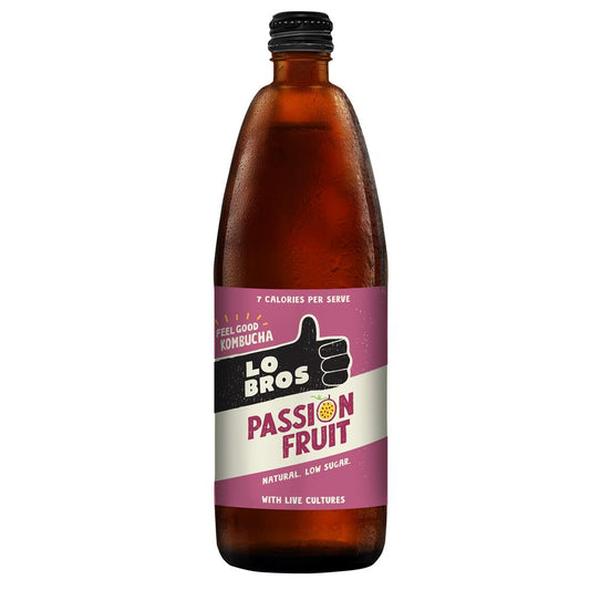 Lo Bros_Passion Fruit Kombucha Low sugar 750ml-pack of 2