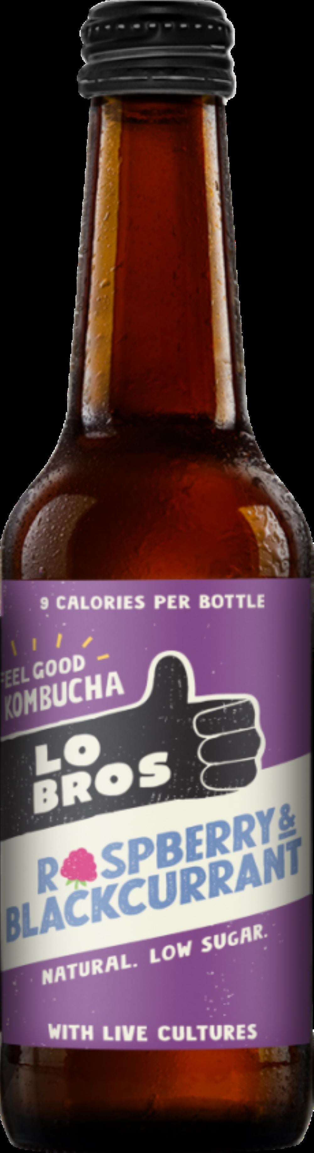 Lo Bros_Kombucha - Raspberry & Blackcurrant Low Sugar 330ml-pack of 3