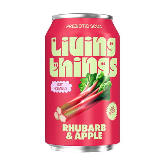 Living Things_Rhubarb & Apple Prebiotic + Probiotic Soda 330ml-pack of 3