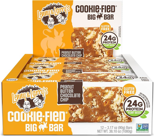 Lenny & Larry's The Complete Cookie-fied BIG Bar 12x90g Peanut Butter Chocolate Chip