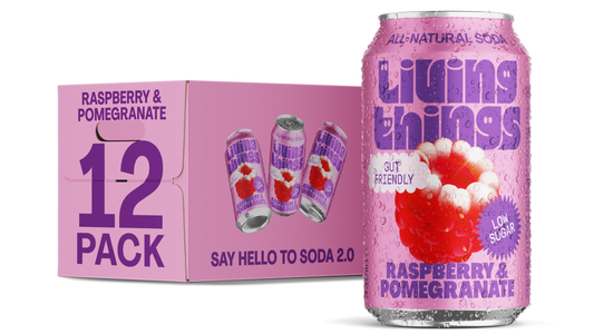Living Things Prebiotic Soda 12x330ml Raspberry & Pomegranate Soda