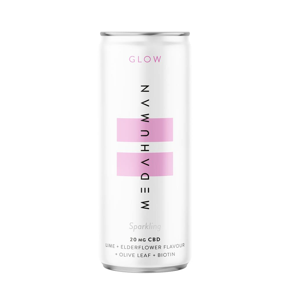 Medahuman_GLOW is a lime and elderflower flavoured CBD+ drink