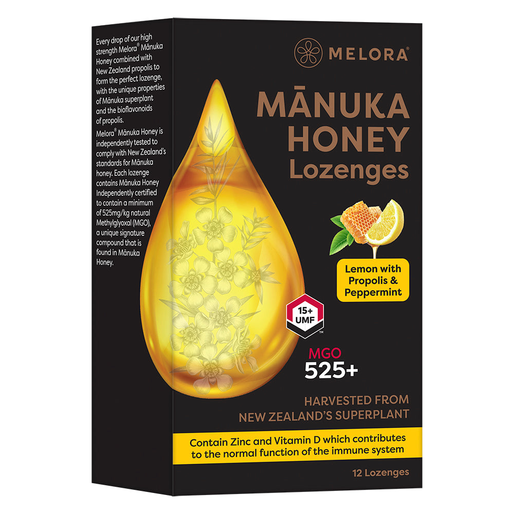 Melora_Manuka Honey 525 MGO Lemon and Propolis 12 Lozenges
