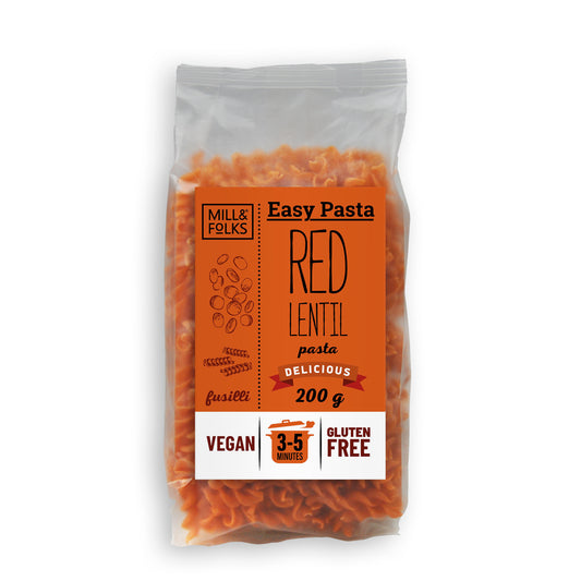 Mill & Folks_Easy Pasta Red lentil fusilli 200g-pack of 2