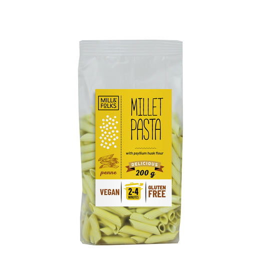 Mill & Folks_Mill&Folks Millet pasta penne 200g Gluten Free Vegan-pack of 2