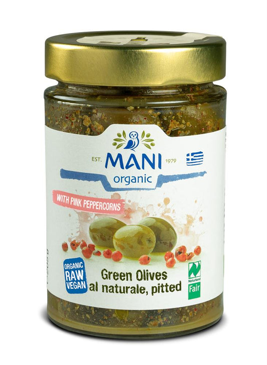 Mani_Organic Green Olives with Pink Peppercorns 205g-Pack of 2