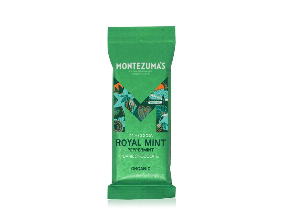 Montezumas Chocolate_Royal Mint mini bar Dark Organic 74% with Mint 25g-pack of 26