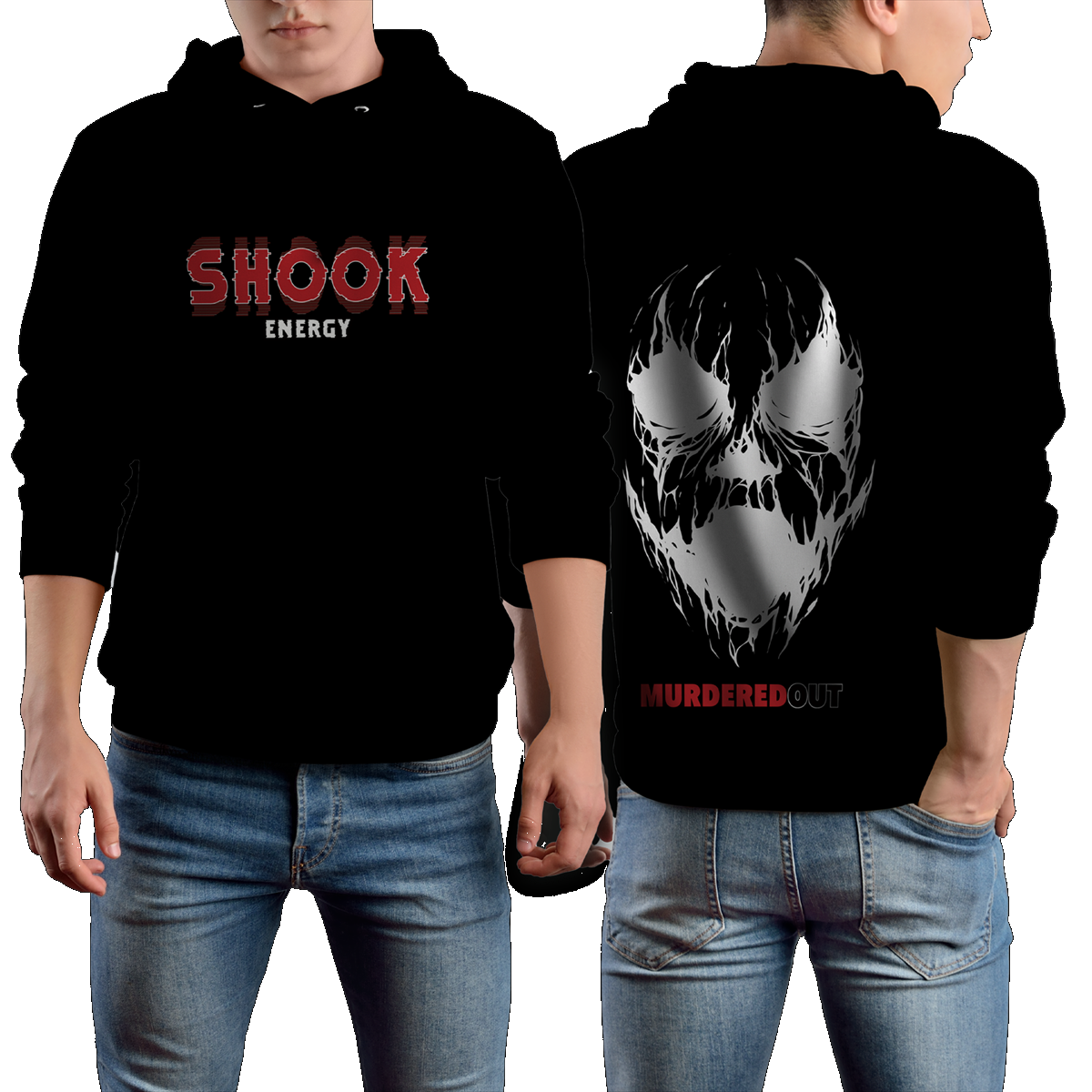 Murdered Out Shook Hoodie Large White
