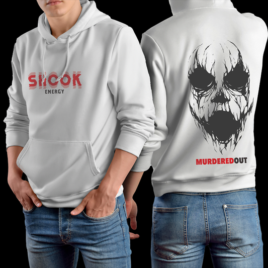 Murdered Out Shook Hoodie Large White