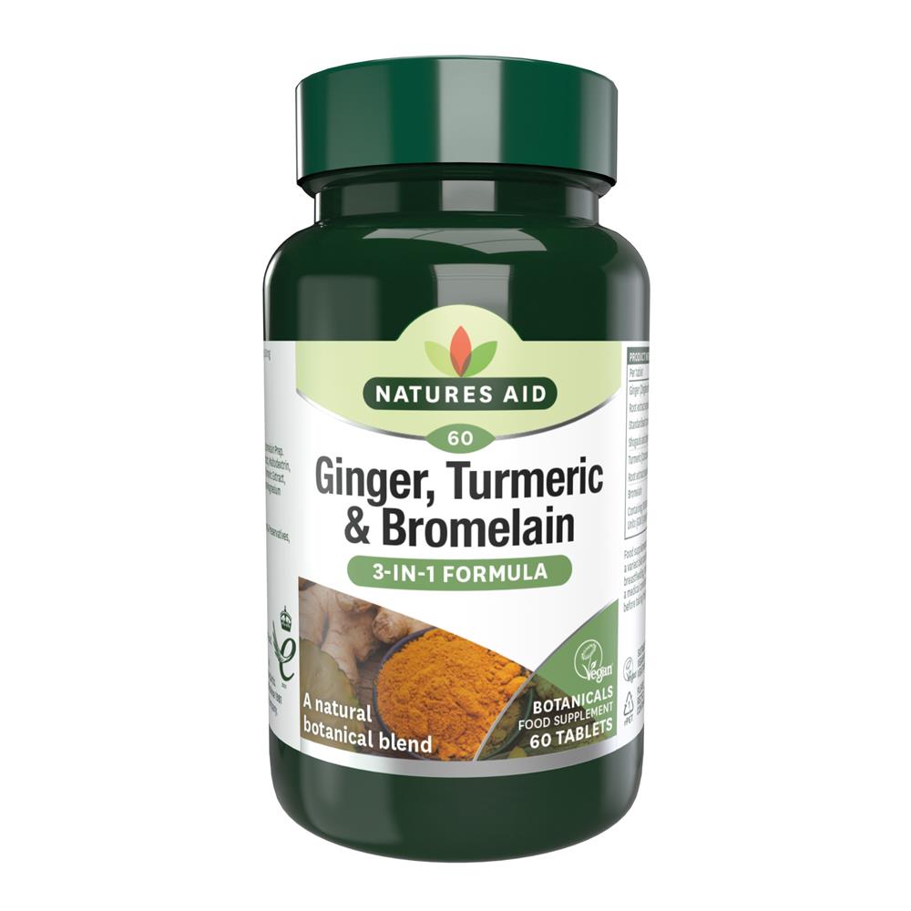 Natures Aid_Ginger Turmeric & Bromelain 60 tablets
