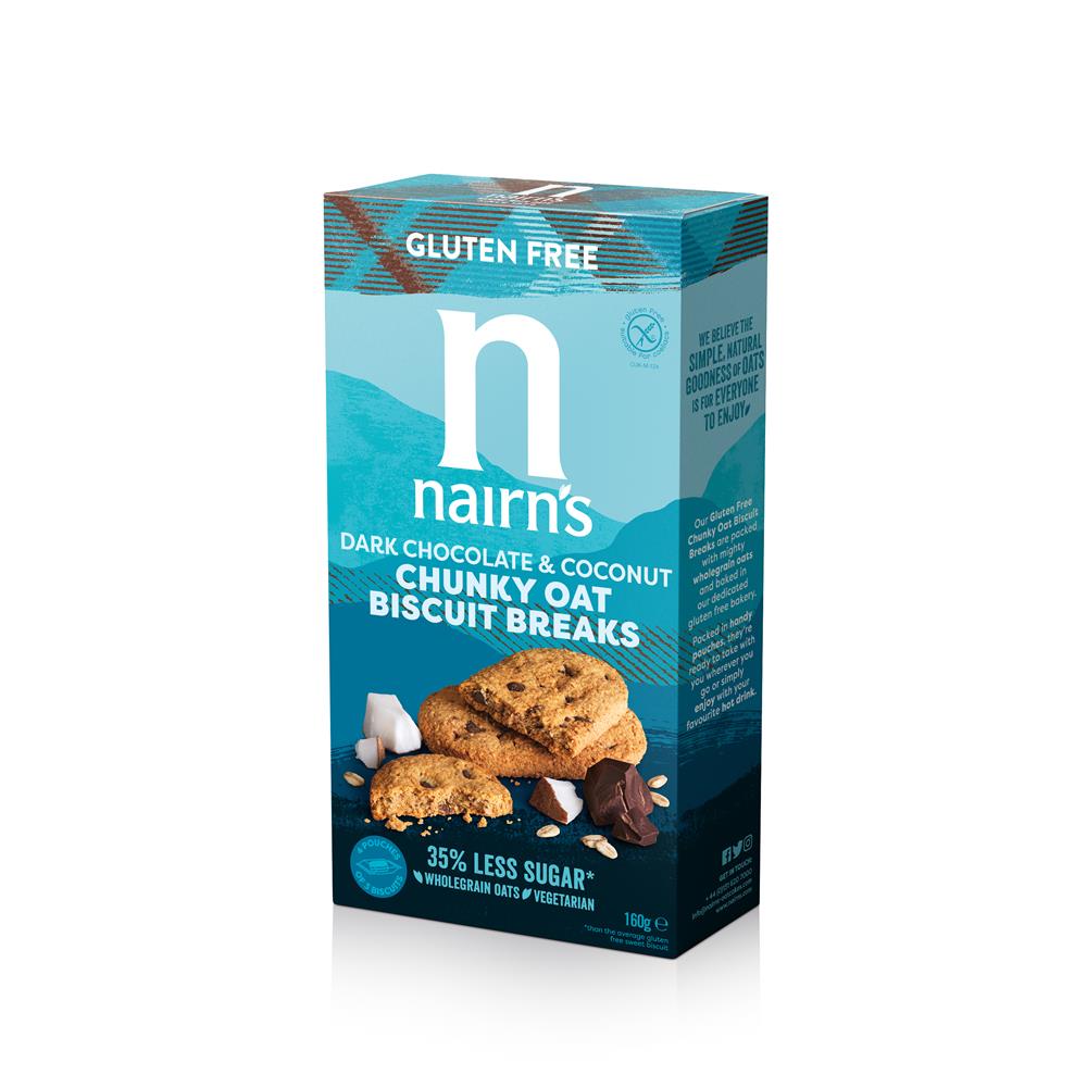 Nairns_Gluten Free Dark Choc & Coconut Biscuit Break Chunky 160g