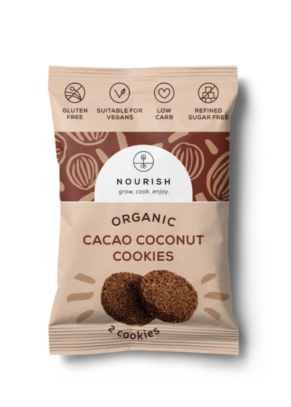Nourish Grow Cook Enjoy_Organic Cacao Coconut Cookies 25g-Pack of 20