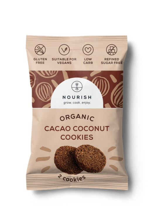 Nourish Grow Cook Enjoy_Organic Cacao Coconut Cookies 25g-Pack of 20
