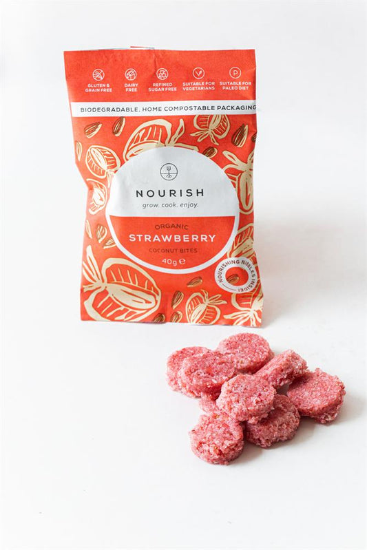 Nourish Grow Cook Enjoy_Nourish Organic Strawberry Coconut Bites 40g-Pack of 5