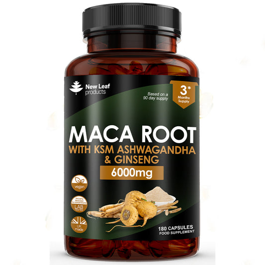 New Leaf Products_Maca Root + KSM-66 Ashwagandha and Ginseng 6000mg 180 Capsules