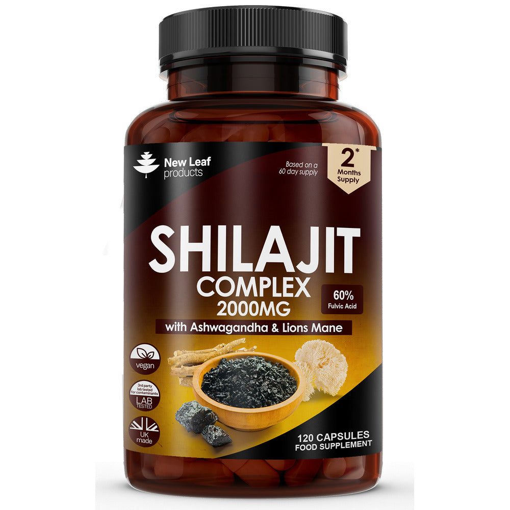 New Leaf Products_Shilajit Ashwagandha & Lions Mane 2000mg 120 Capsules