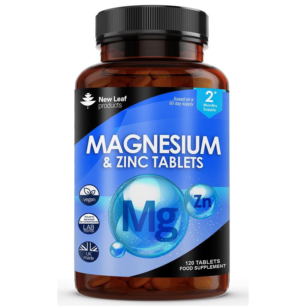New Leaf Products_Magnesium & Zinc 516mg Elemental 160mg Recyclable Bottle