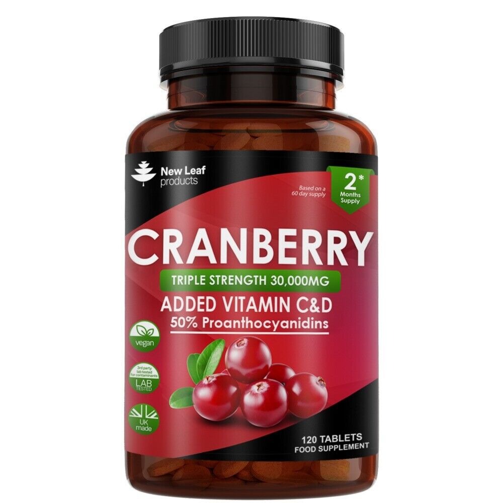 New Leaf Products_Cranberry Tablets + Vitamin C & D 30000mg 120 tablets