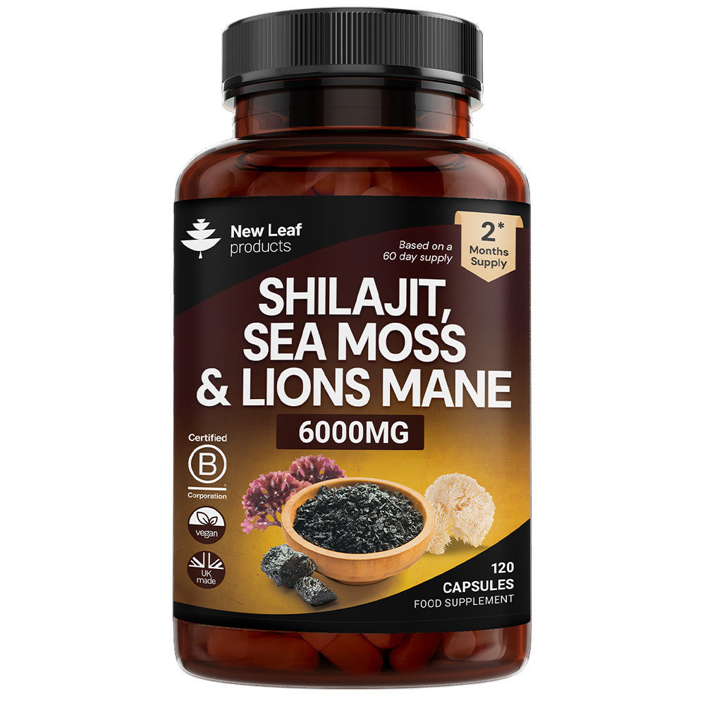 New Leaf Products_Shilajit Sea Moss & Lions Mane 6000mg Vegan 120 Capsules