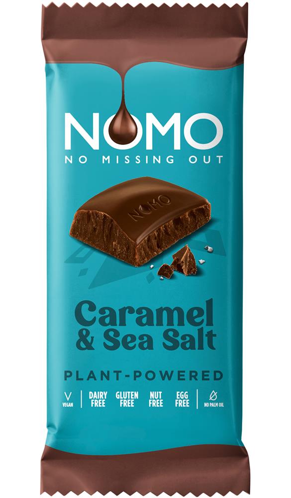 Nomo Free From Chocolate Block Bar Caramel Sea Salt 75g-pack of 14